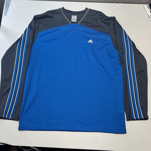 adidas Other - Adidas Long Sleeve Heavyweight‎ Shirt Size L Large Blue Black Stripes Y2K 2006